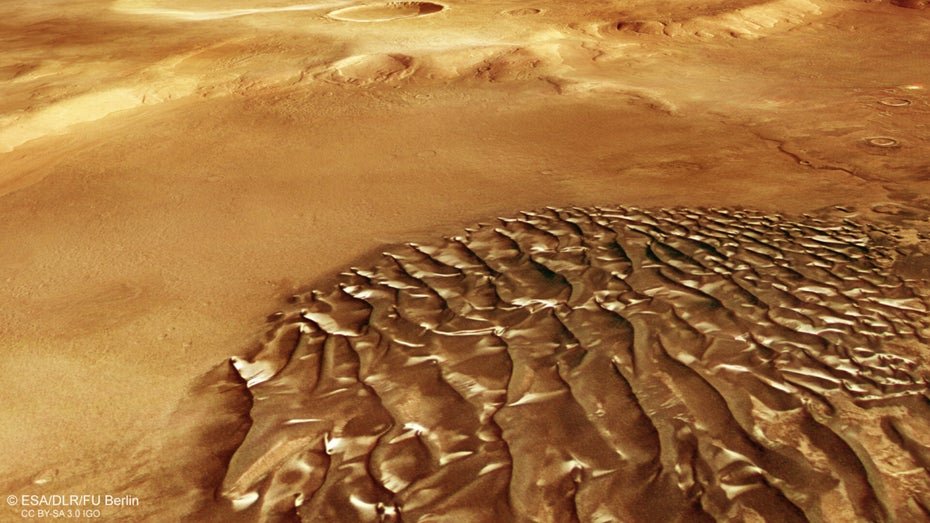 Mars Express Discovers Metallic Shimmering Dunes