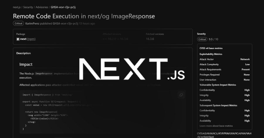 Security Vulnerability in Next.js Enables Server Code Execution